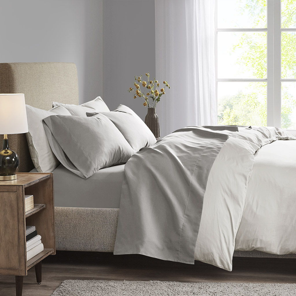 3M Microcell - Twin Luxurious Brushed Microfiber Deep Pocket Sheet Set - Gray