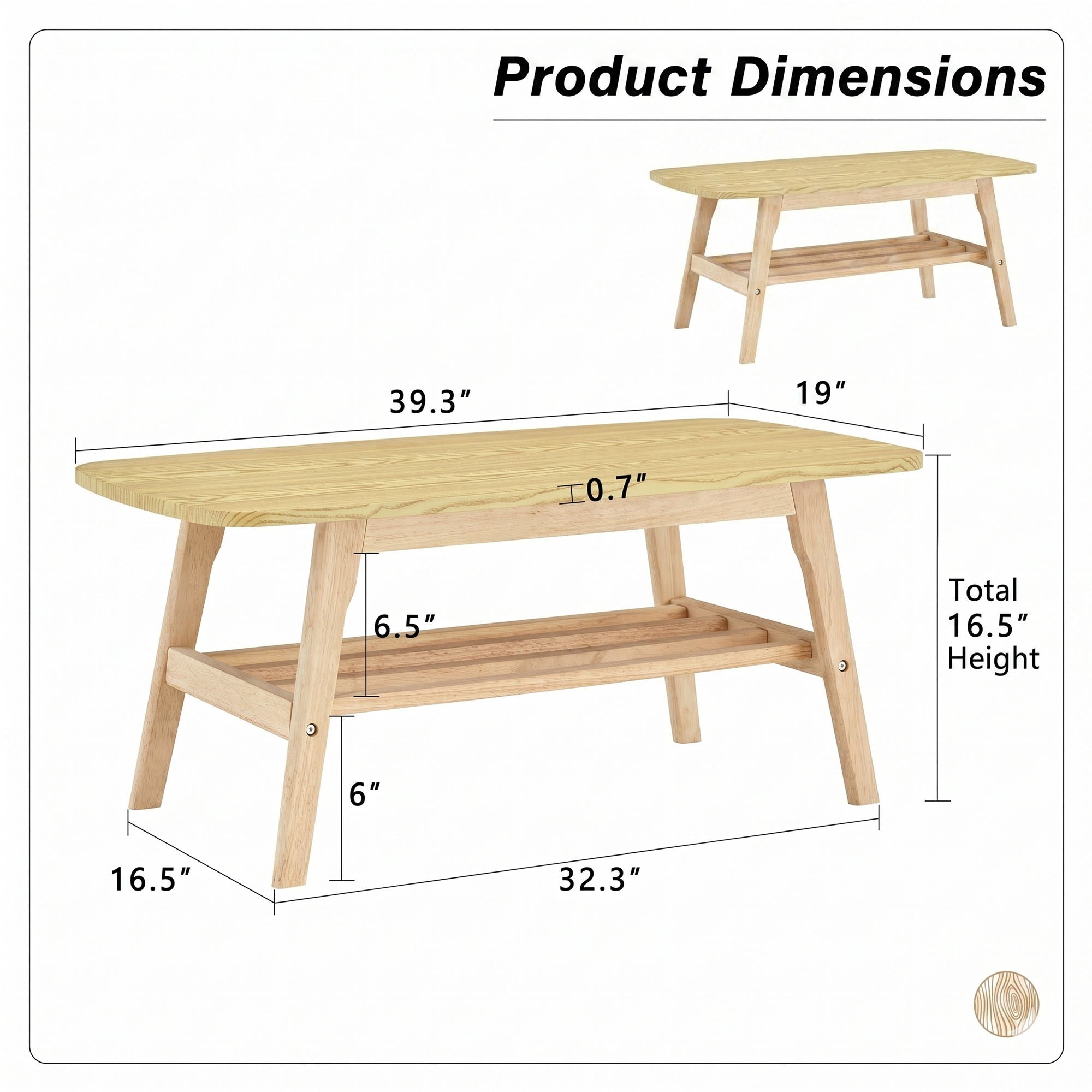 Coffee Table With Double Layer Storage For Living Rooms - Wood