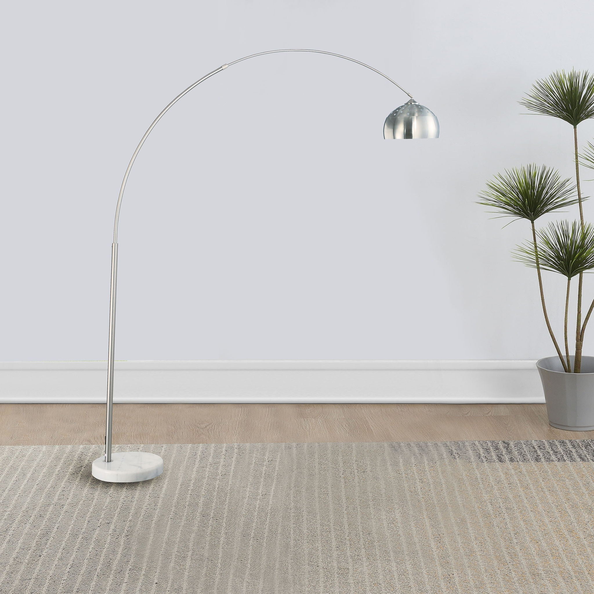 Krester - Dome Shade Arc Floor Lamp - Chrome