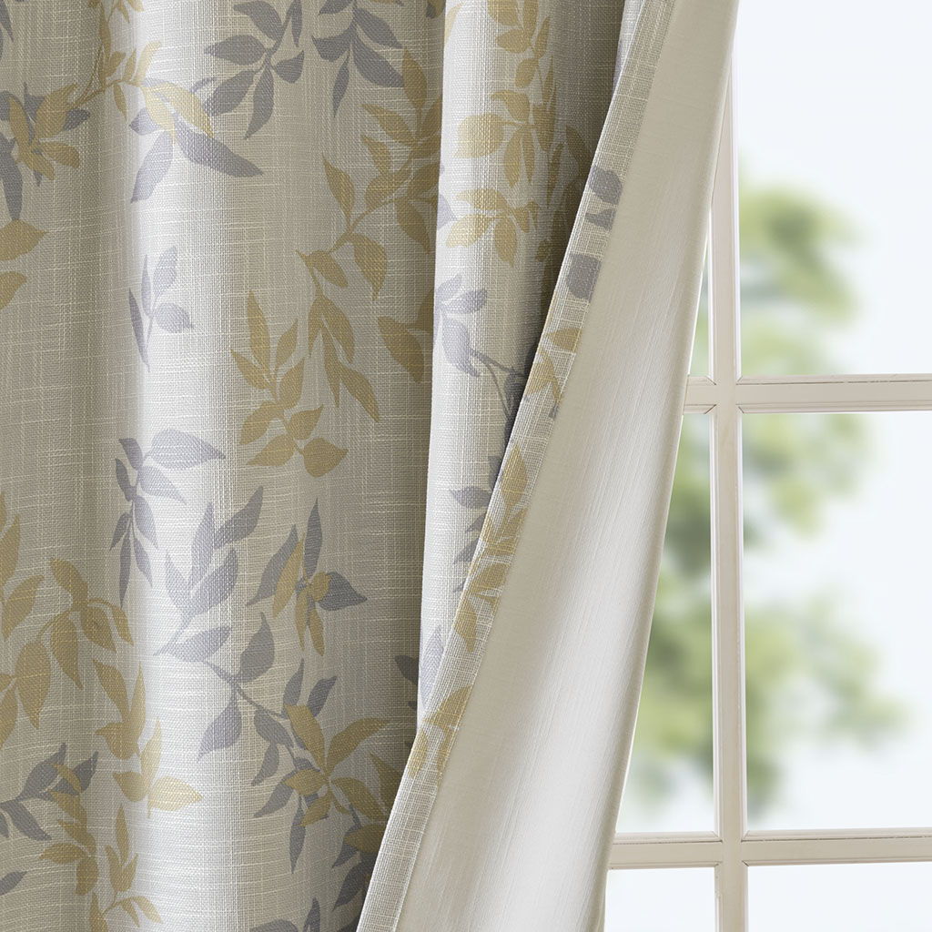 Julie - 95" Printed Botanical Blackout Panel - Yellow