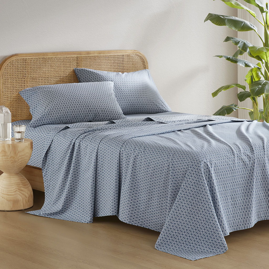 Cotton 144TC - King Printed Sheets - Diamond Blue