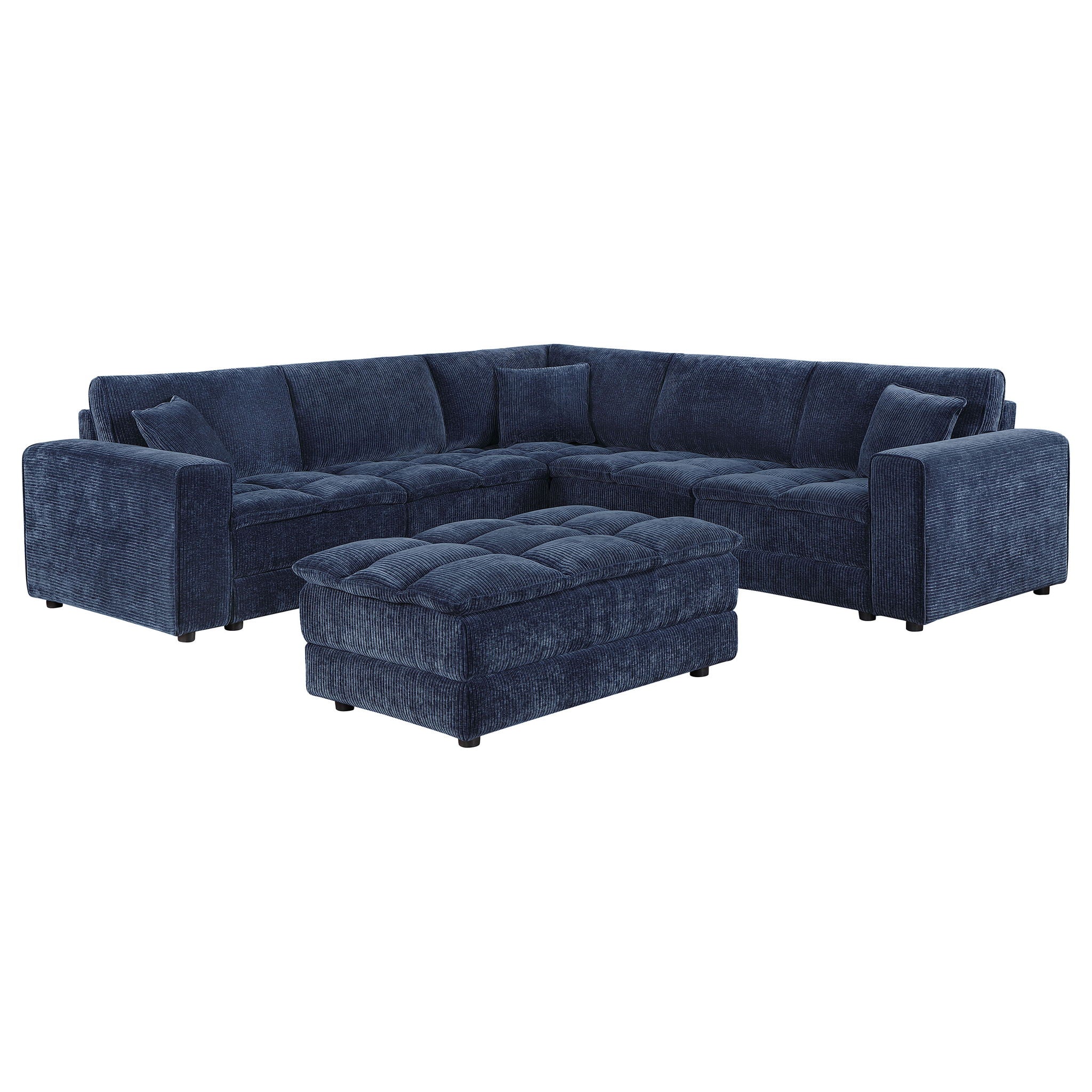 Azure - 6 Piece Upholstered Modular Sectional Sofa - Blue