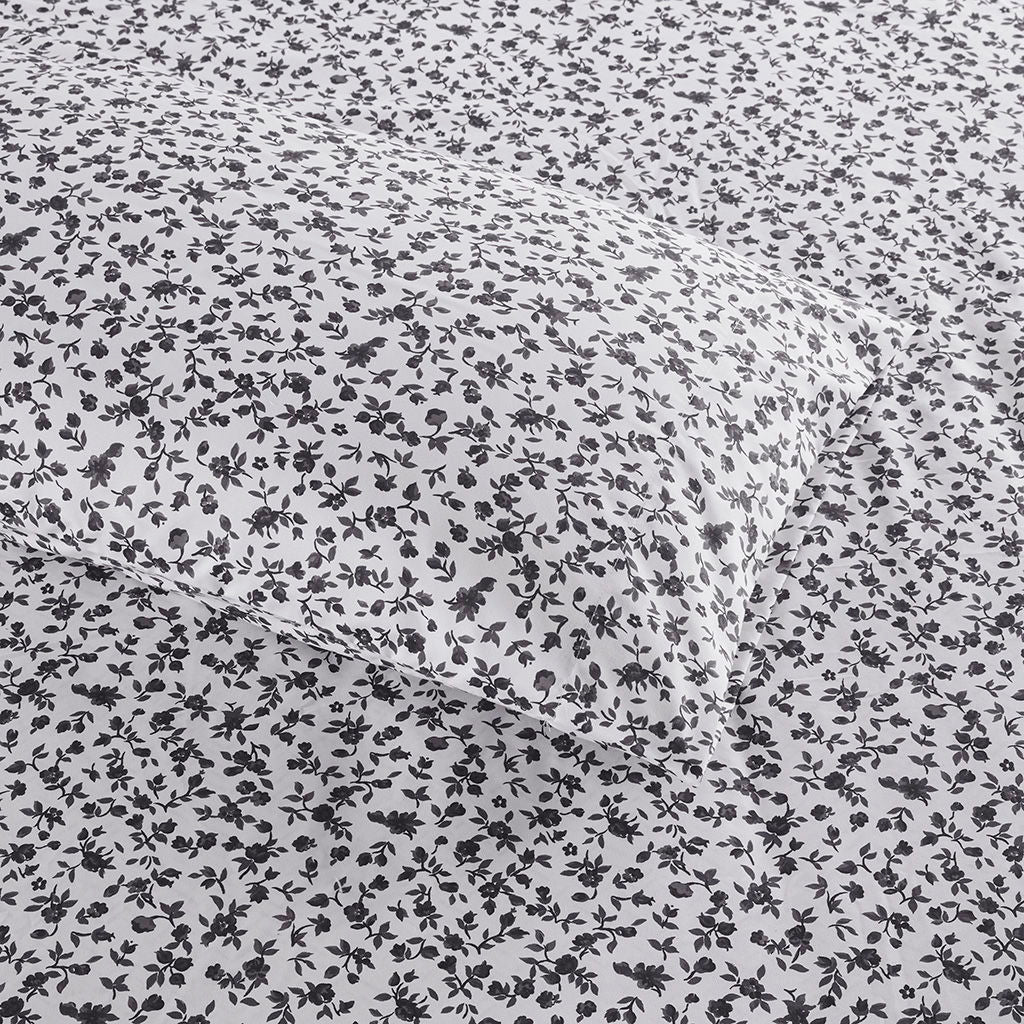 Printed Microfiber - Twin Sheet Set - Black Floral