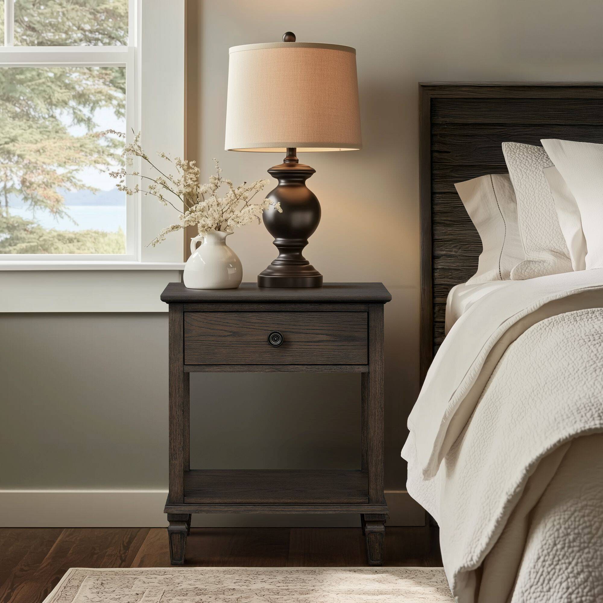 Victoria - Bedside Table With Drawer And Shelf