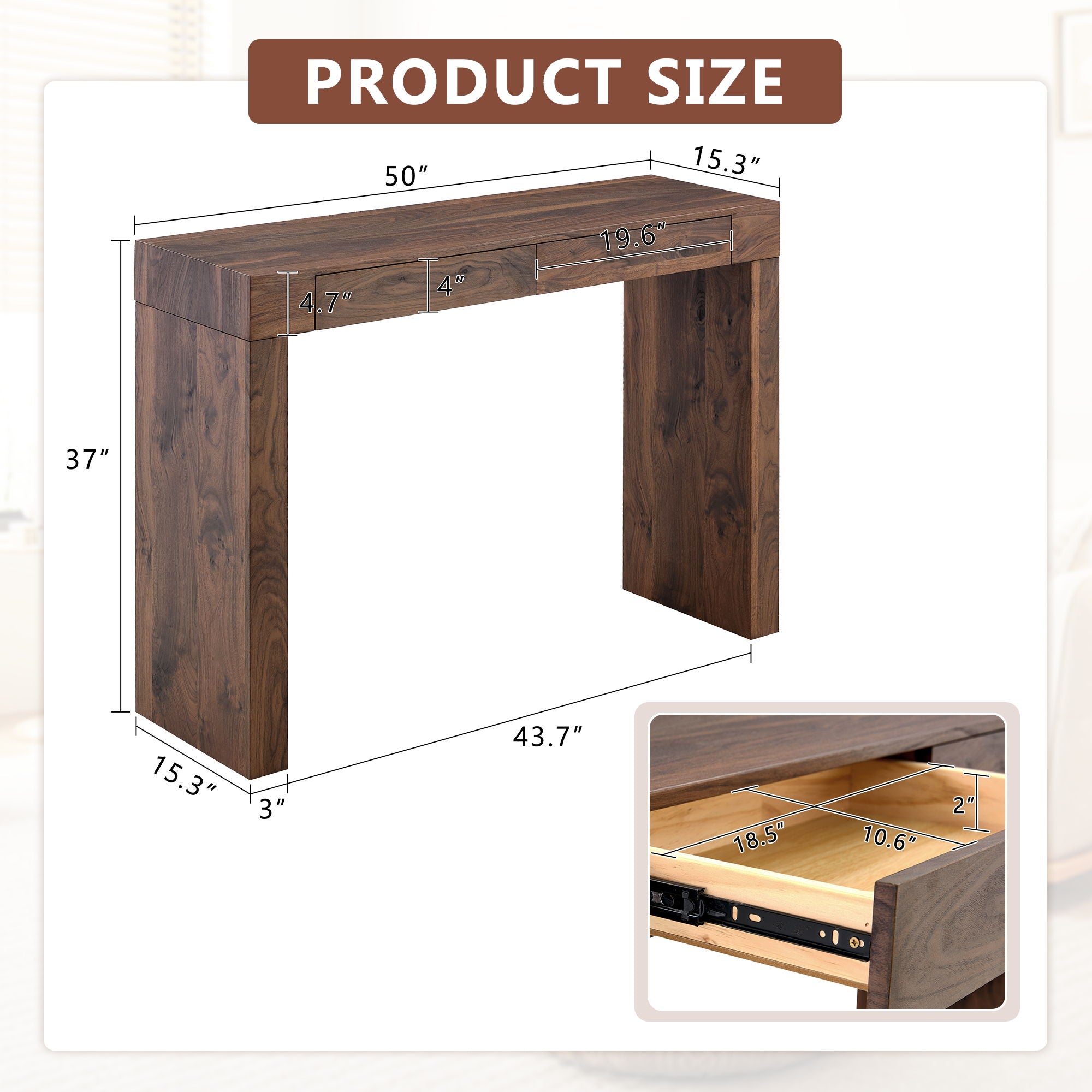 Elegant Bar Table With 2 Drawers