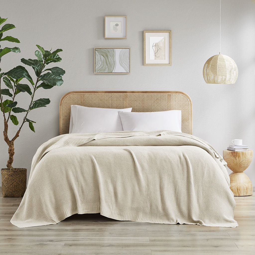 Bree Knit - King Knit Blanket - Ivory