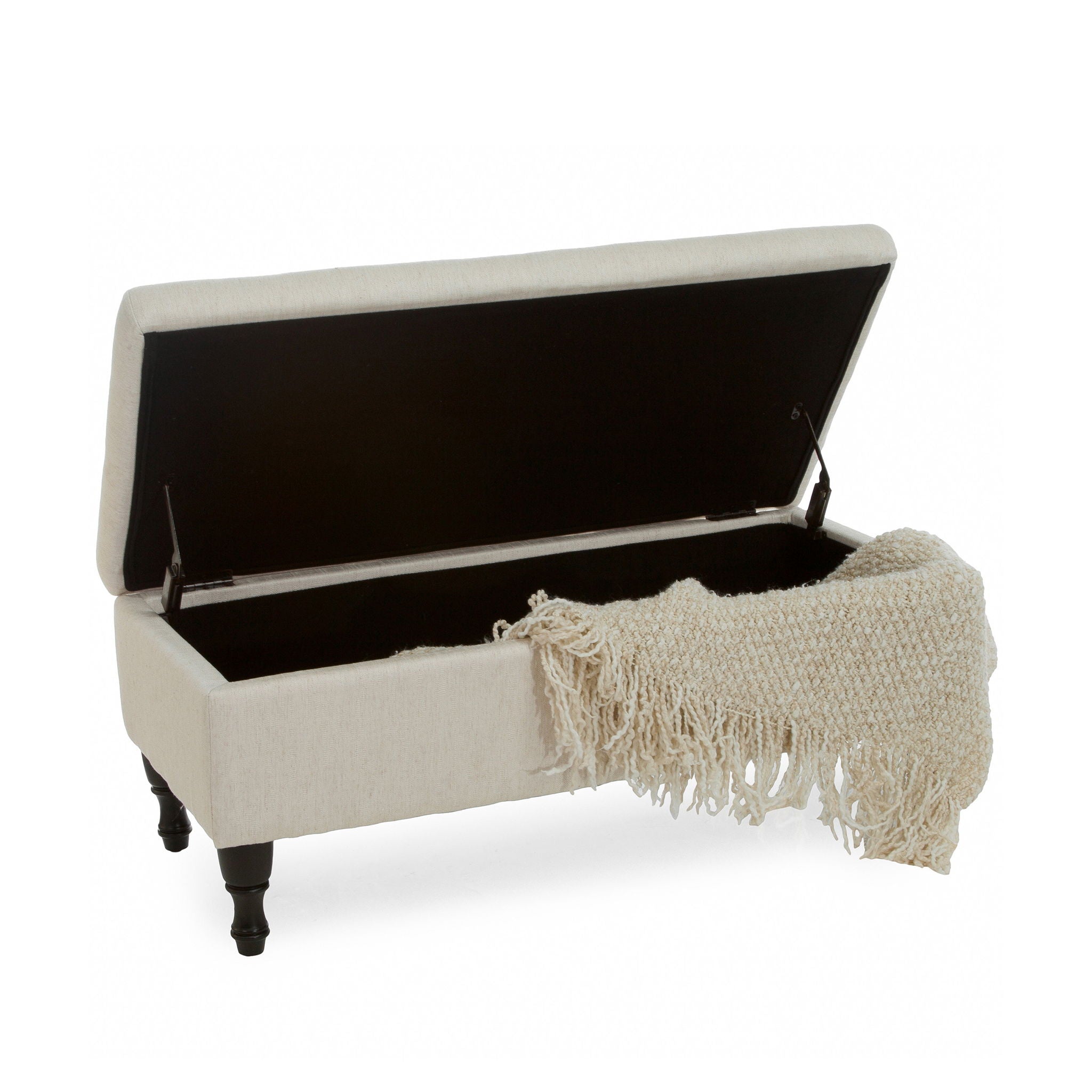 Button-Tufted Upholstered Ottoman With Hidden Storage - Linen