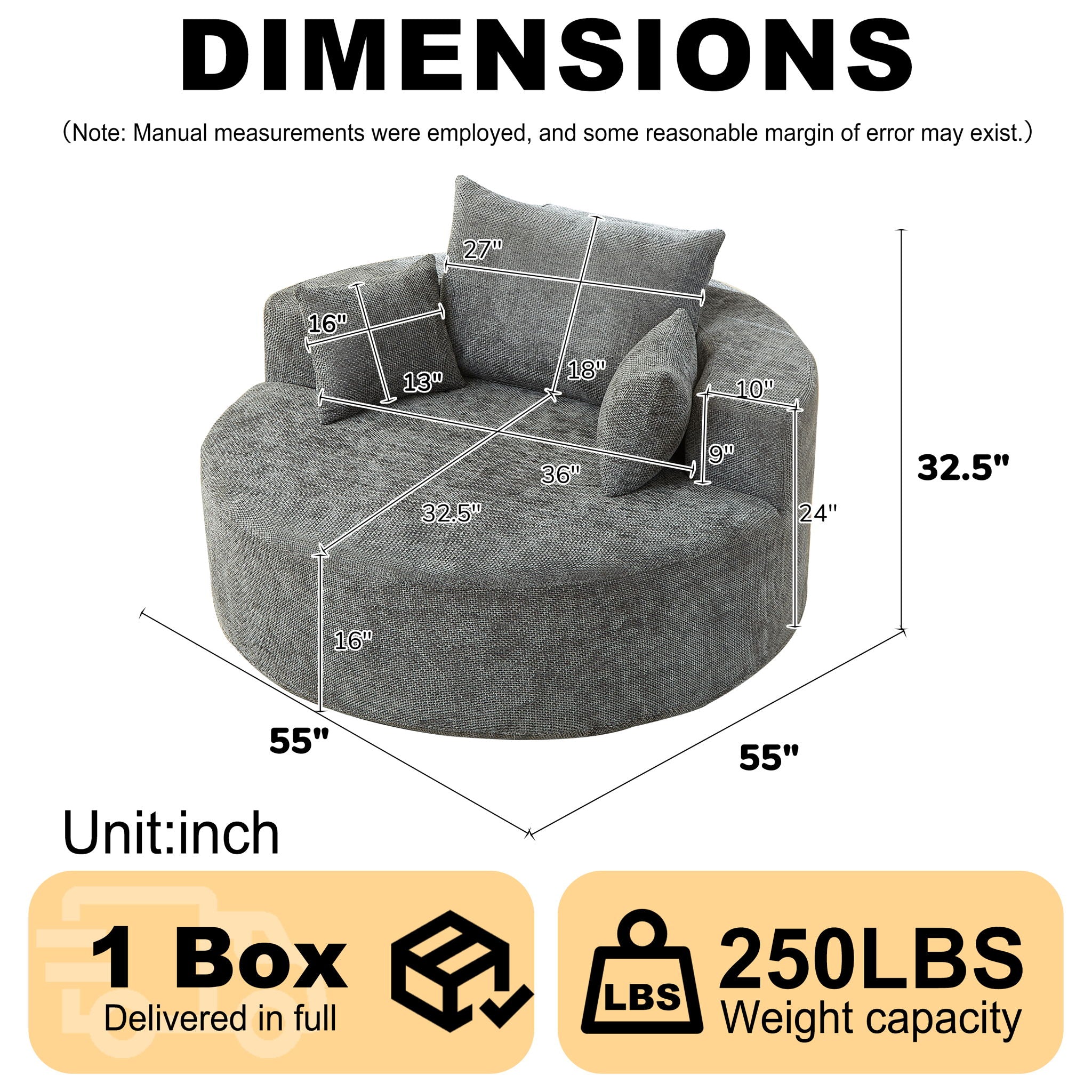 Single Sofa, Sleeper Chair For Living Room - Gray