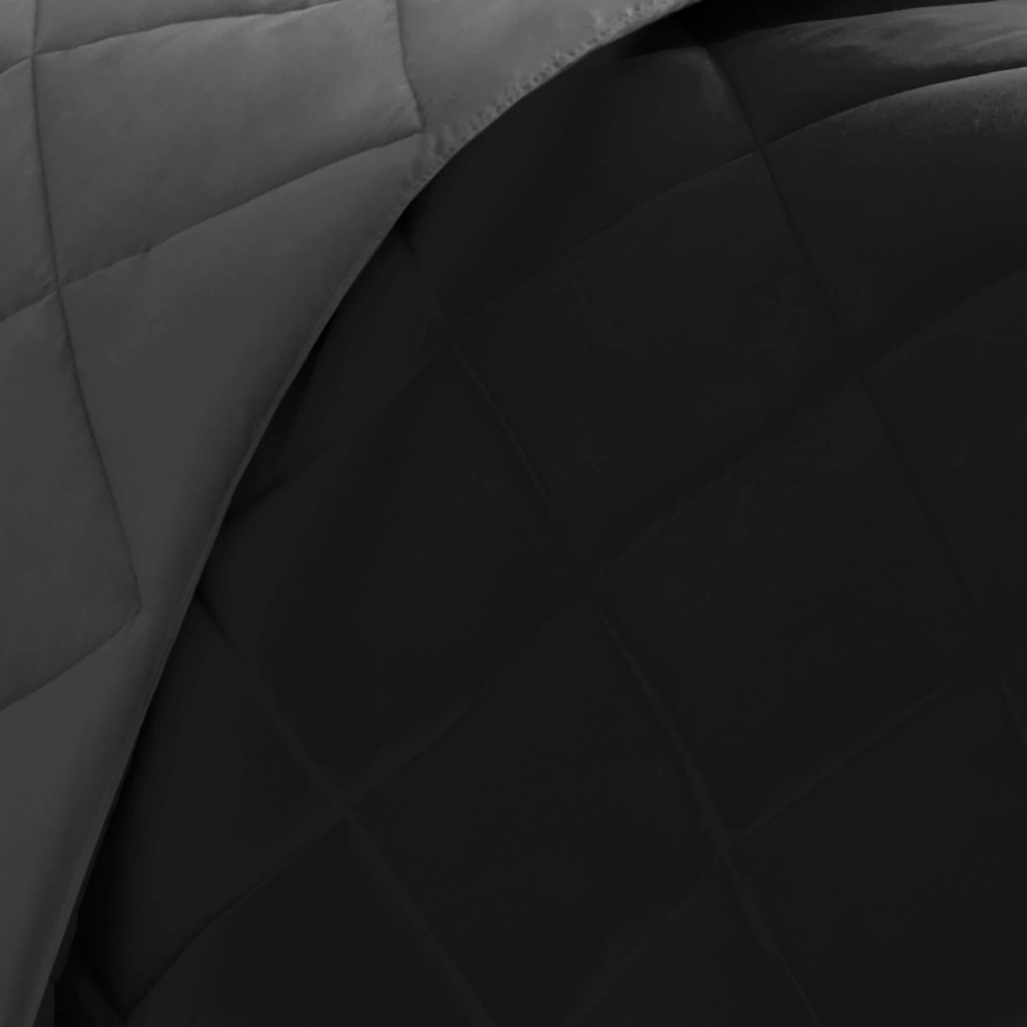 Larkspur - King 3M Scotchgard Diamond Quilting Reversible Down Alternative Comforter Set - Black / Gray
