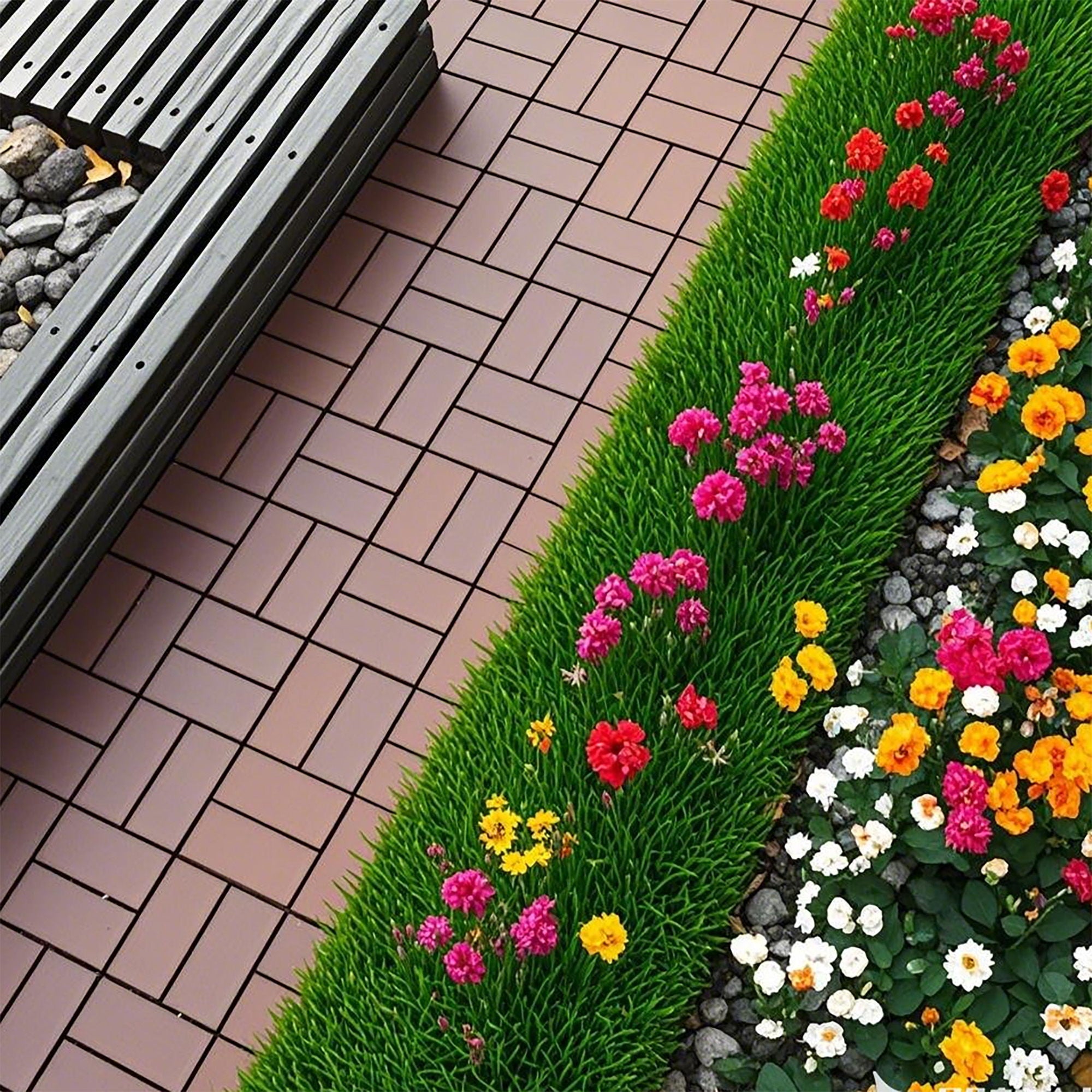 Plastic Interlocking Deck Tiles Patio Deck Tiles Waterproof Outdoor Use