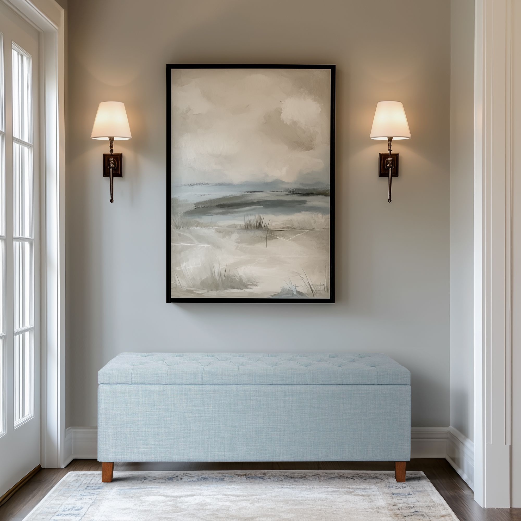 Shandra - Tufted Top Upholstered Storage Bench - Light Blue