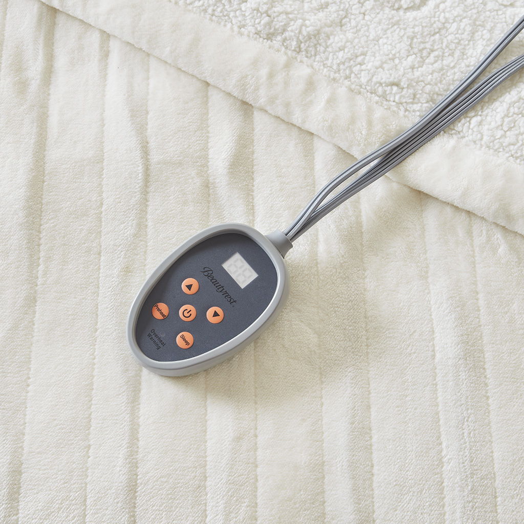 Heated Microlight to Berber - Twin Blanket - Ivory