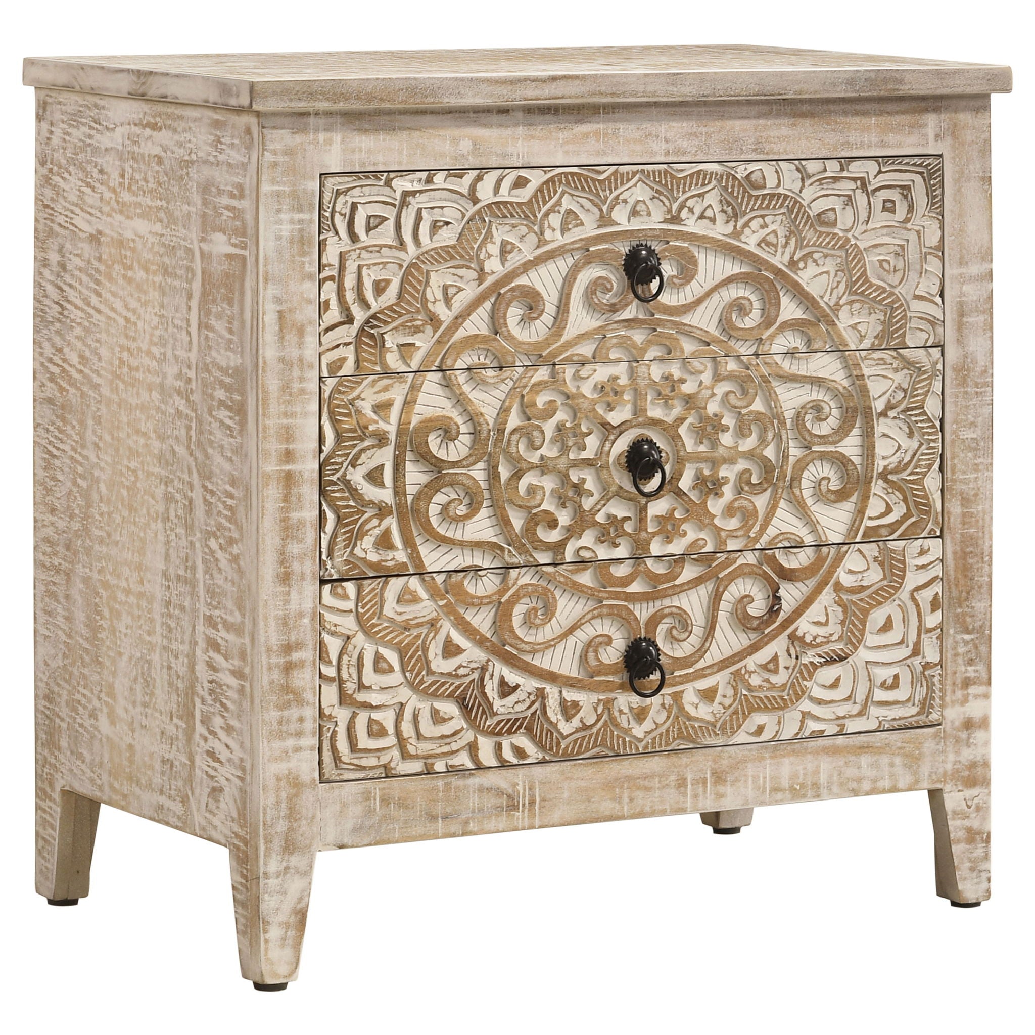 Kenzie - 3 Drawer Mandala Cabinet - White