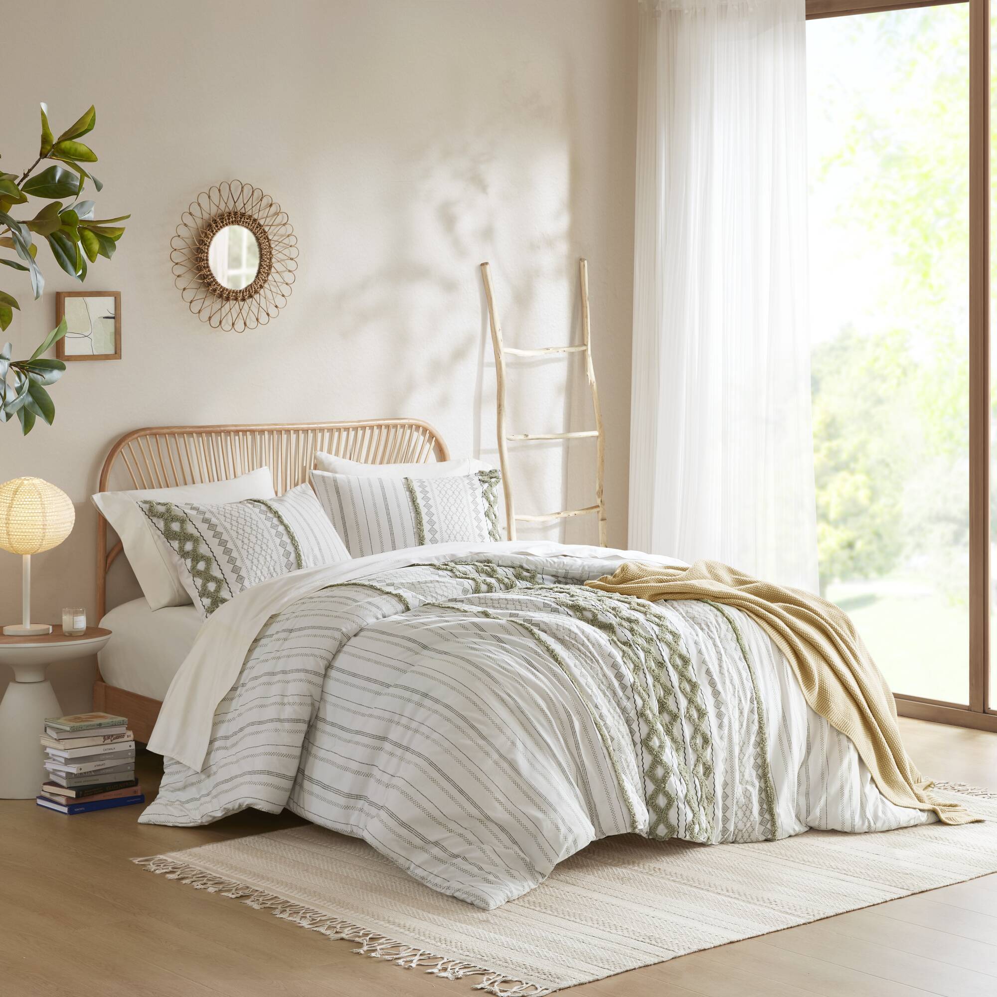 Imani - 3 Piece Full/Queen Printed Comforter Set - Sage/Ivory