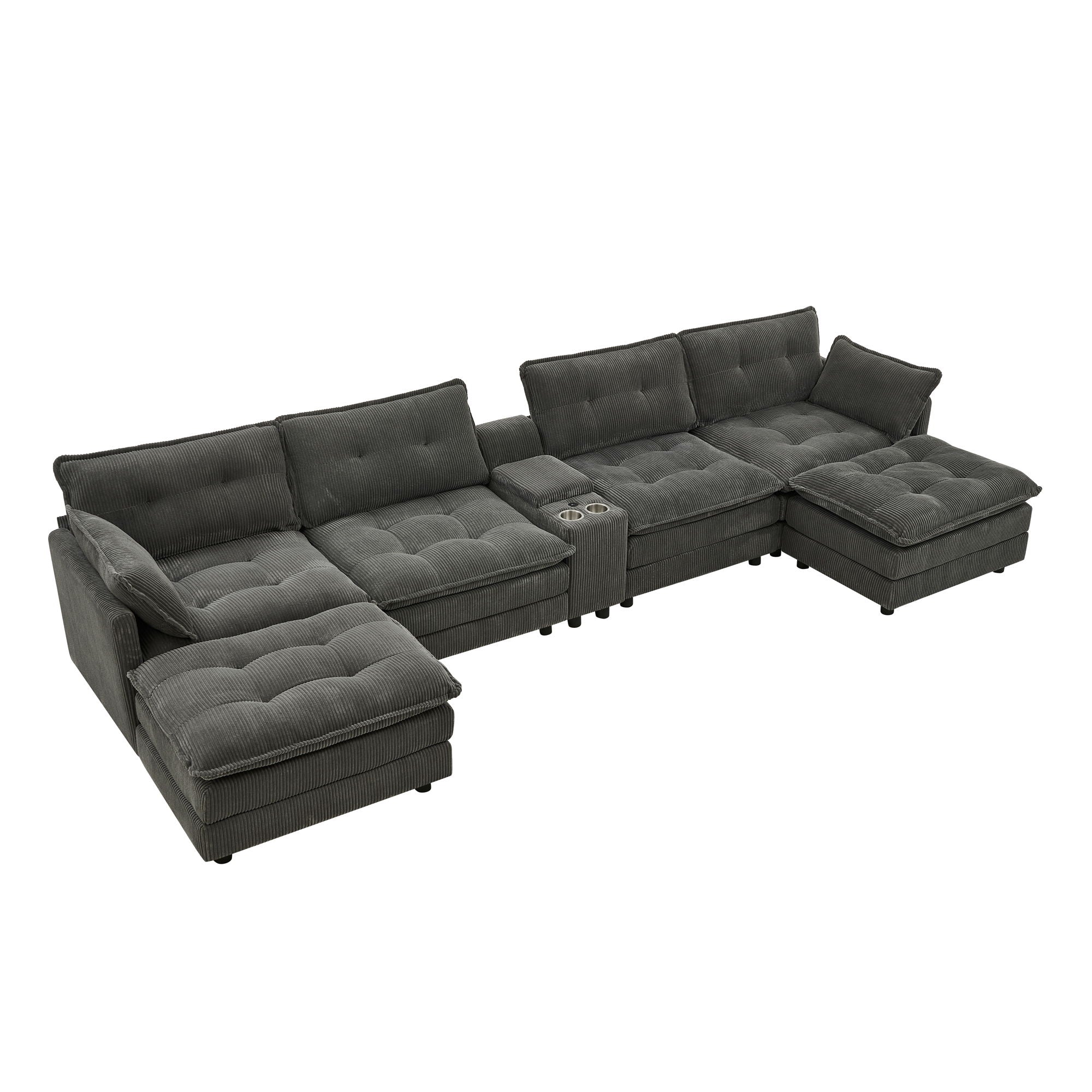 Oversized Modular Sectional Sofa With Multi Functional Console