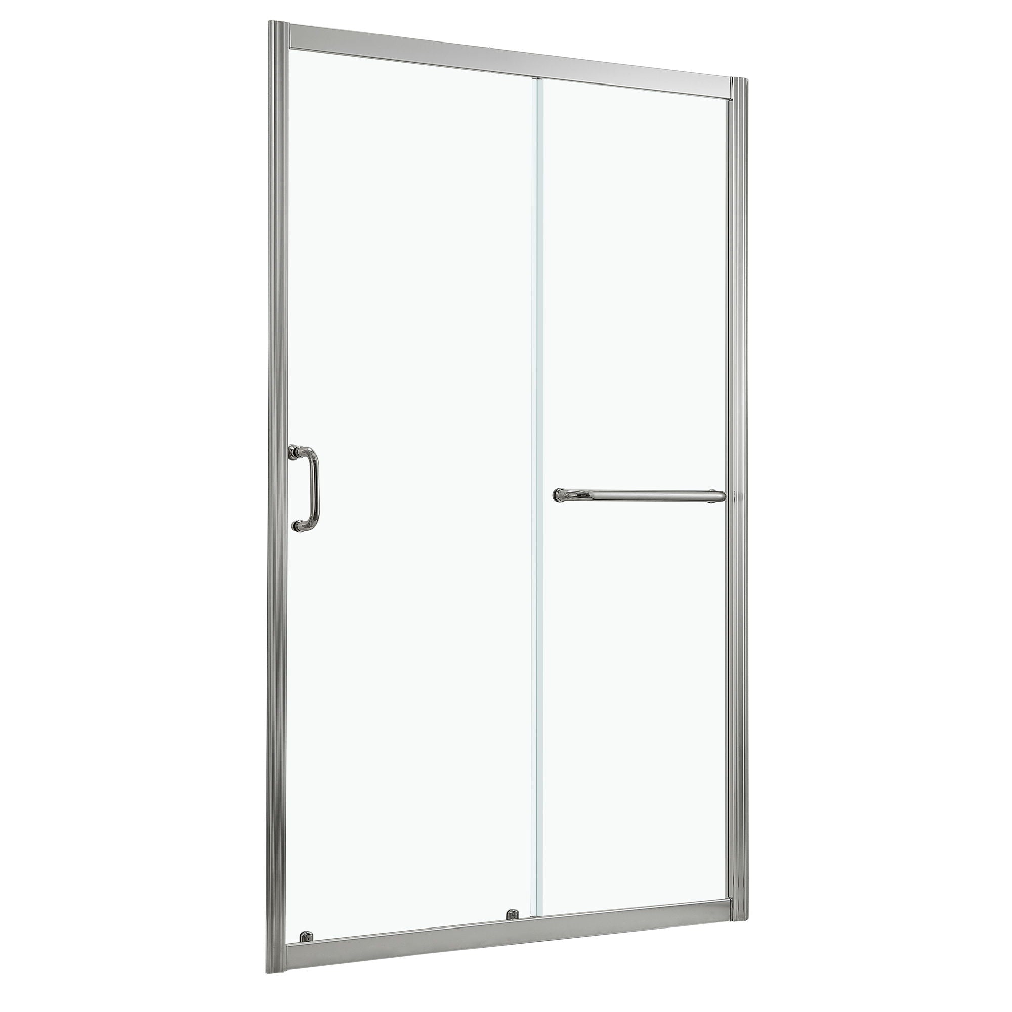 Single Sliding Bypass Shower Enclosure With Tempered Glass And - Brushed Silver