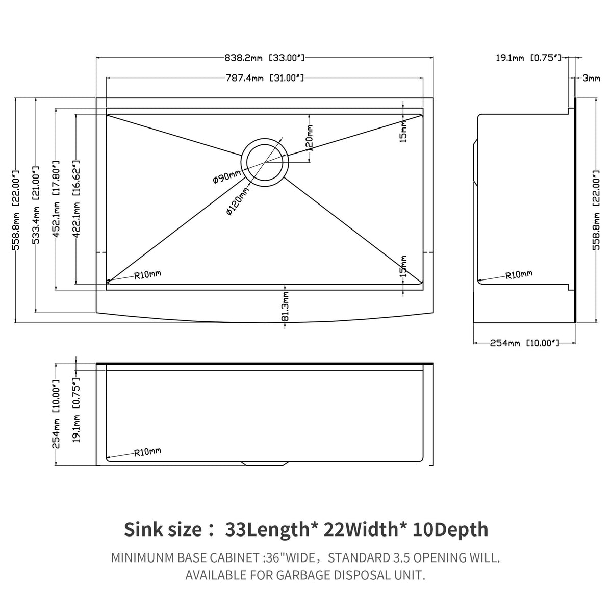 Farmhouse Kitchen Sink Workstation, Apron Front