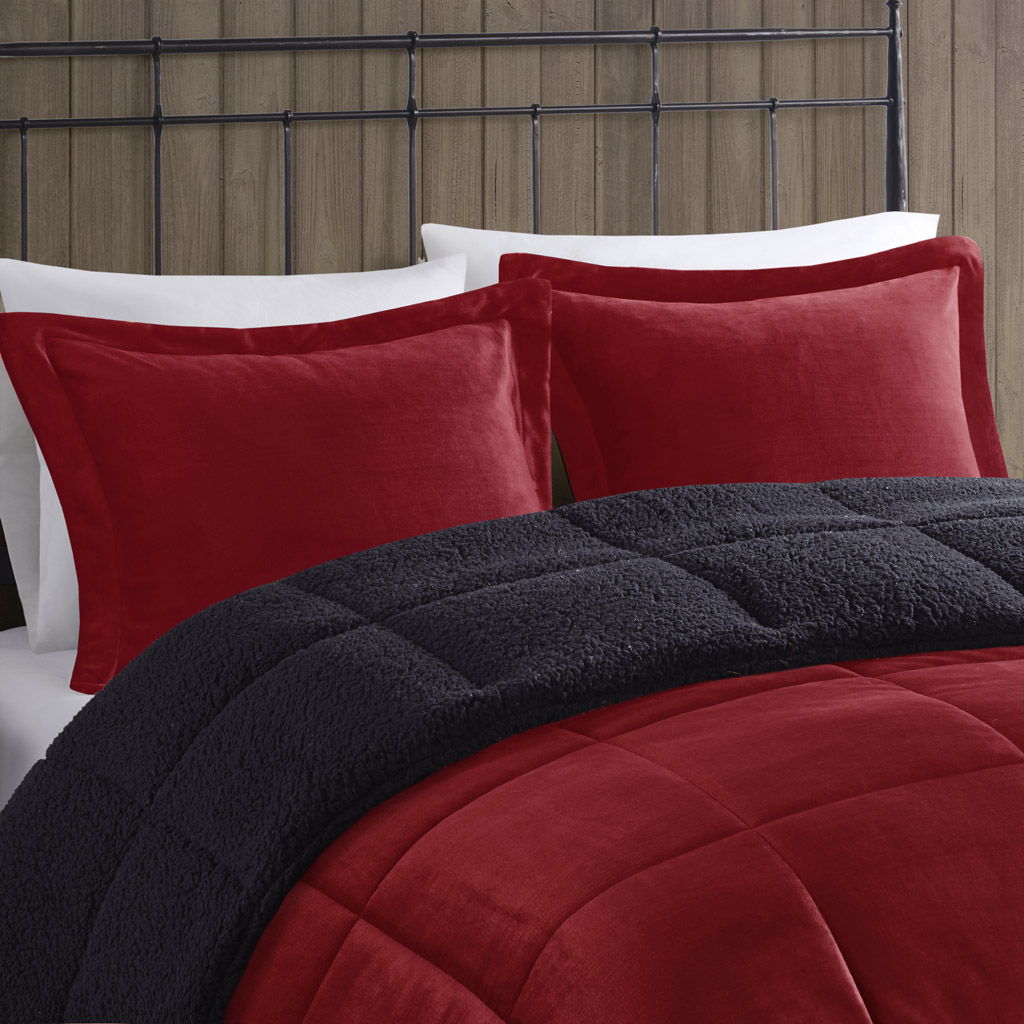 Alton - Down Alternative Comforter Set - Red / Black