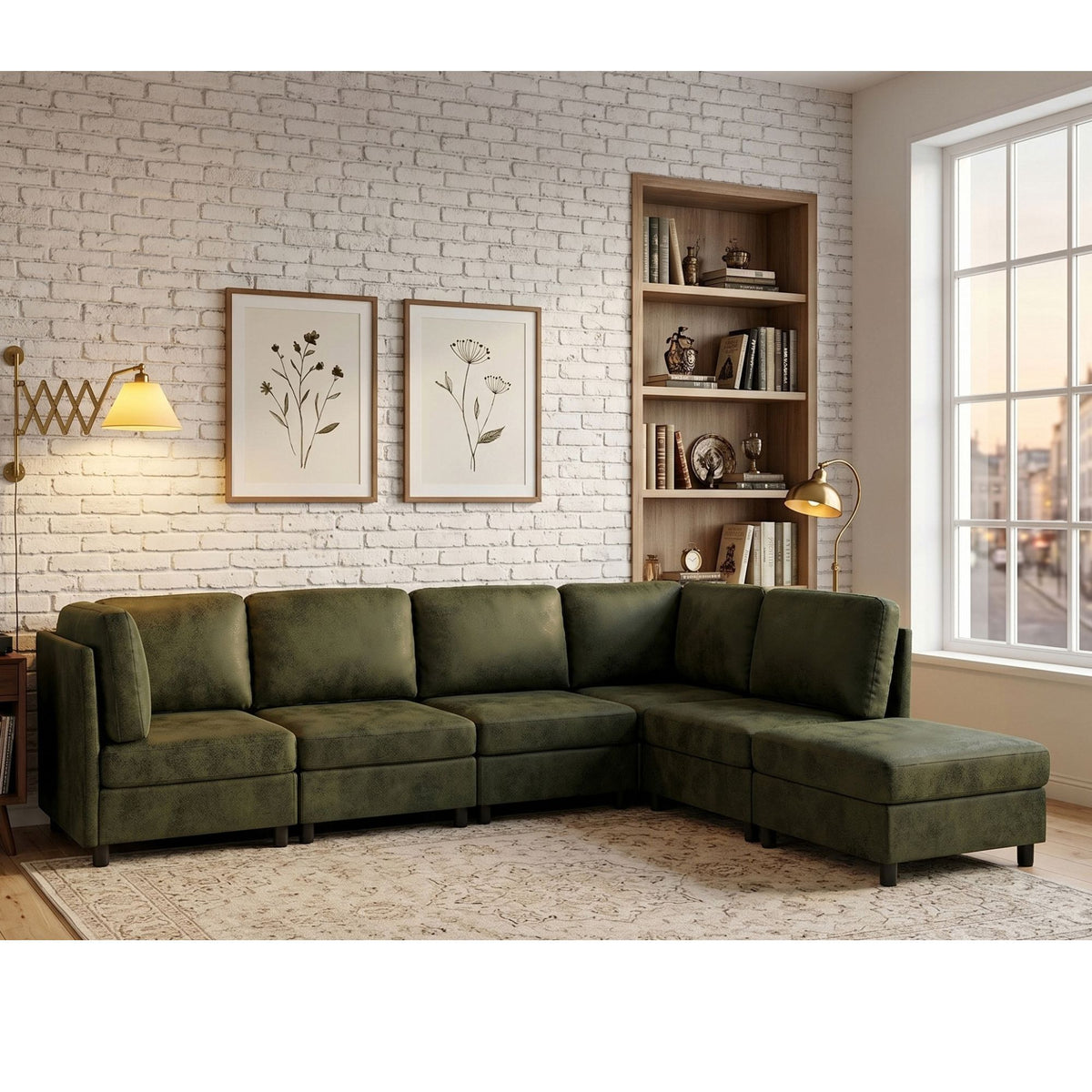 Upholstered Modular Sectional With Custom Configuration And Removable Cushions