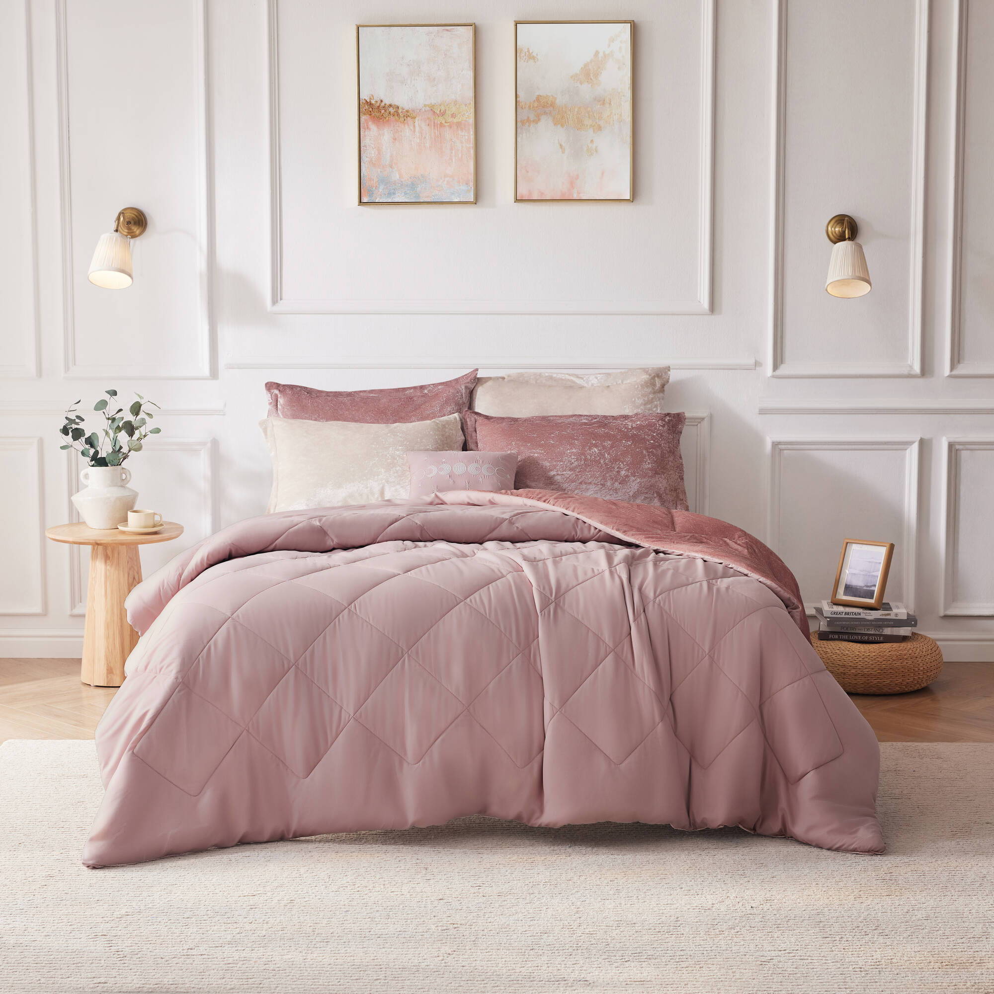 Felicia - King Comforter Set - Blush