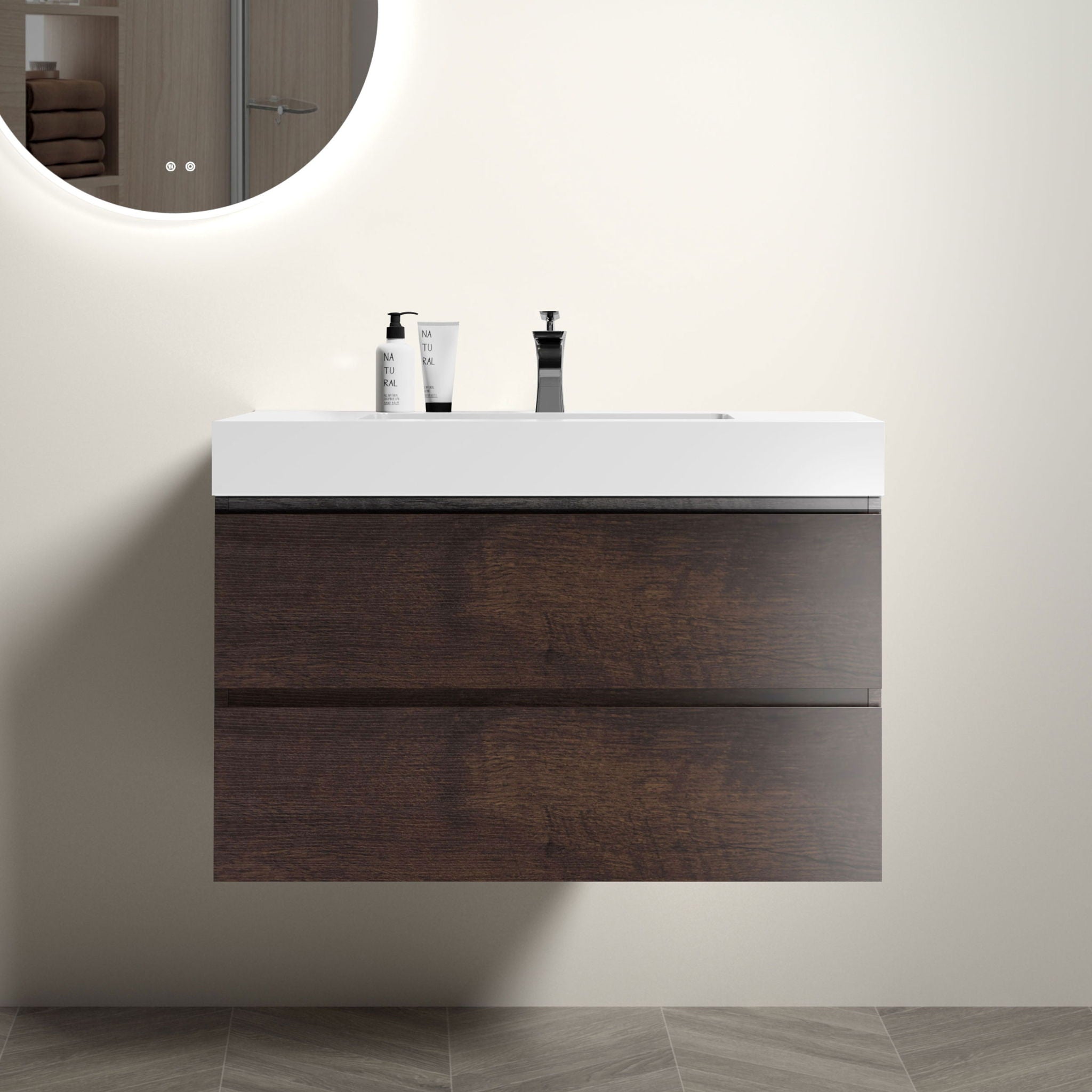 Alice - Bathroom Vanity Wall Mounted With Sink, Large Storage