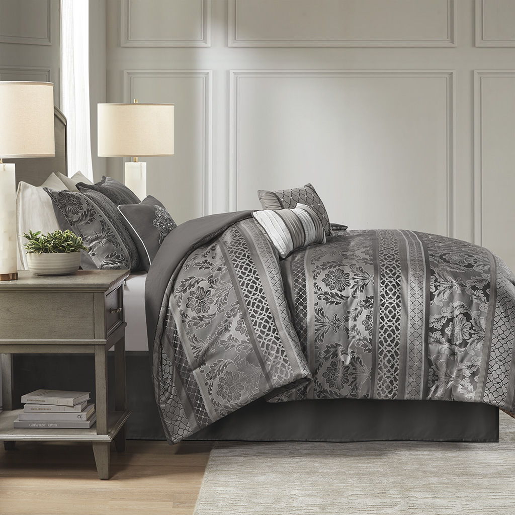 Bellagio - King 7 Piece Comforter Set - Gray