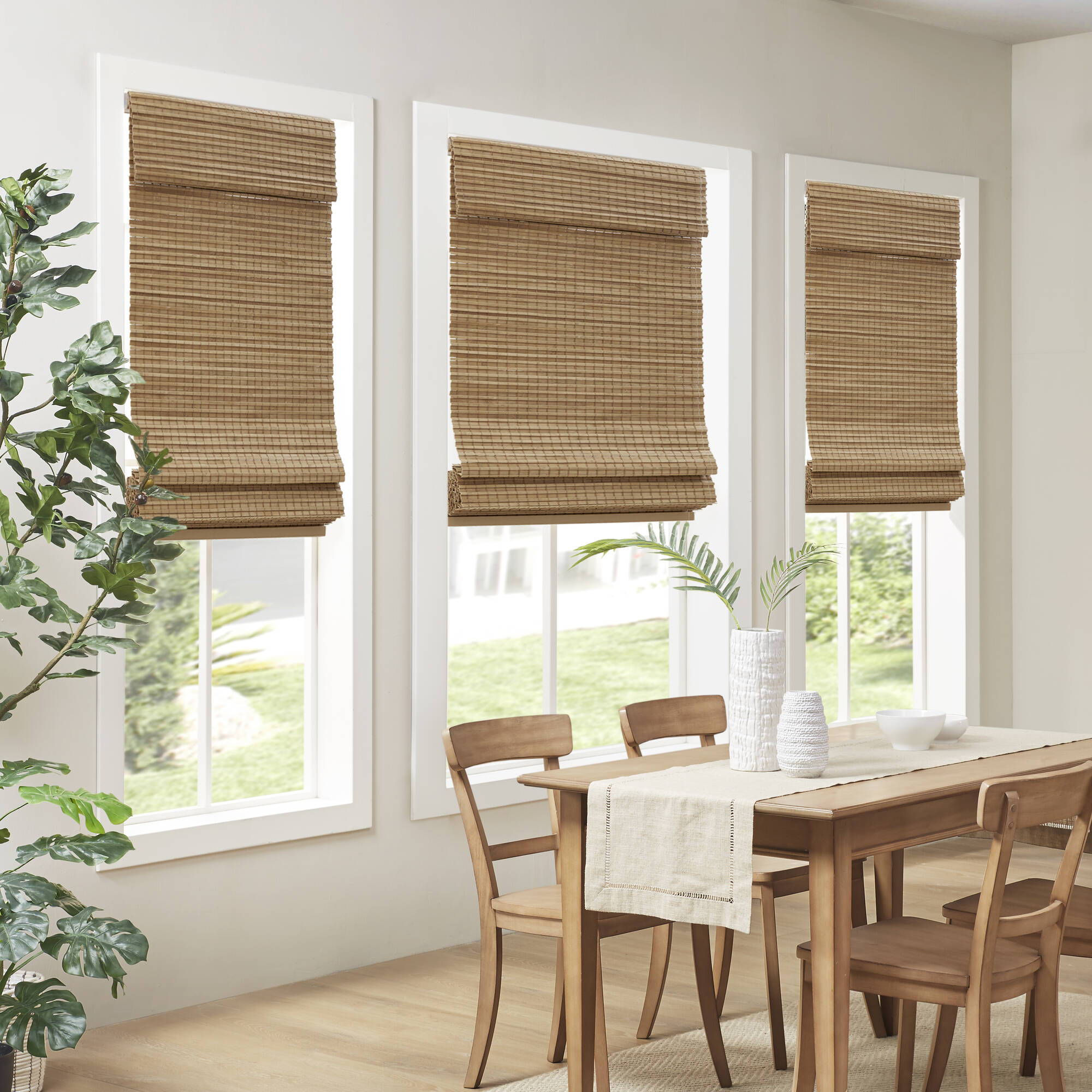 Eastfield - 27''x64" Bamboo Light Filtering Roman Shade - Neutral