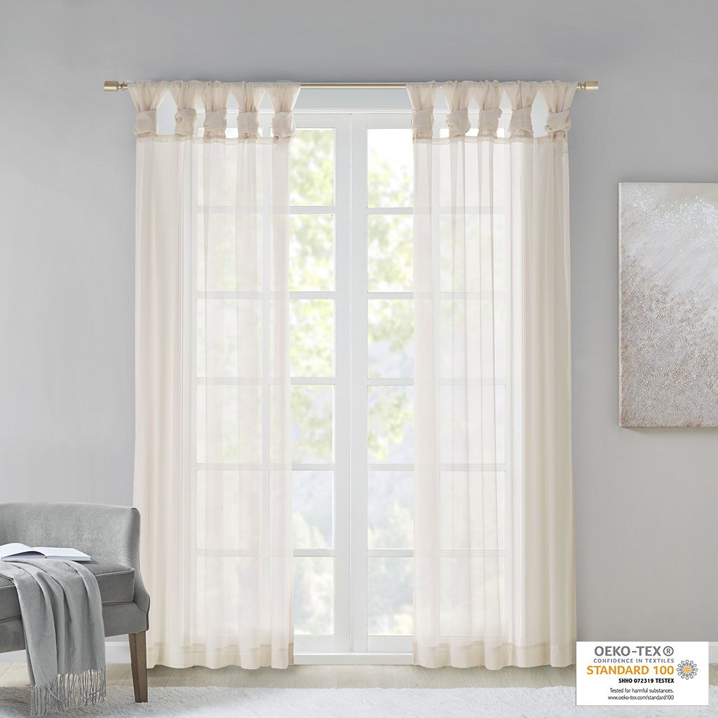 Ceres - Twist Tab Voile Sheer Window Pair - Ivory