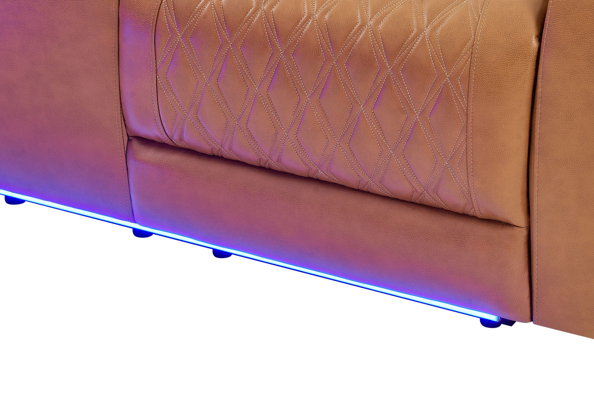 U8611 - Left Side Facing Power Console Reclining Loveseat With Power Headrest, Continuous LED And Speaker - Camel