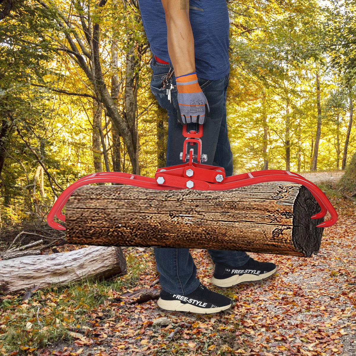 4 Claw Timber Log Lifting Tongs Grabber - Red
