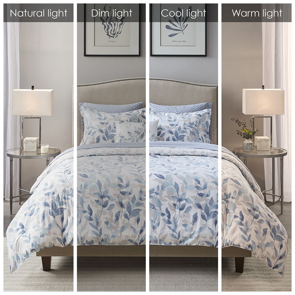 Sofia - King Reversible Complete Bedding Set - Blue