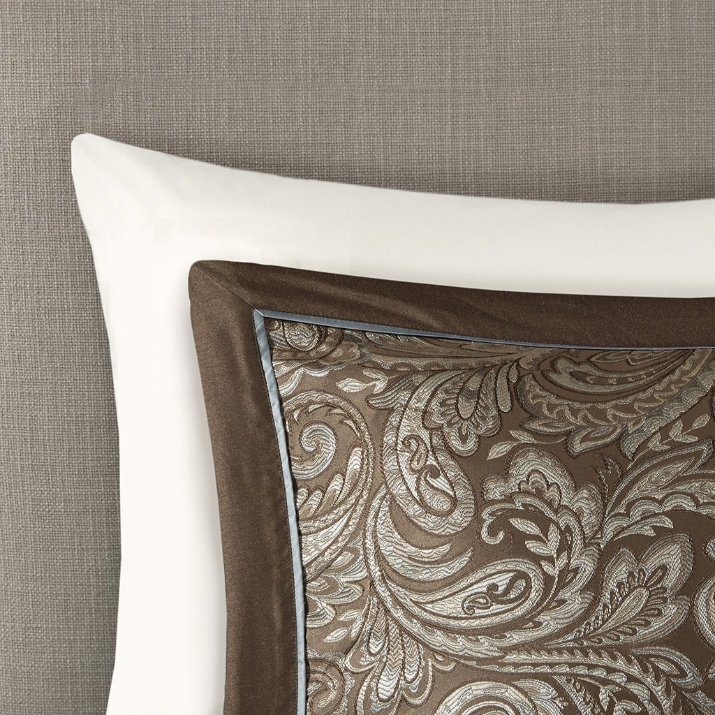 Aubrey - King 6 Piece Duvet Cover Set - Blue / Brown