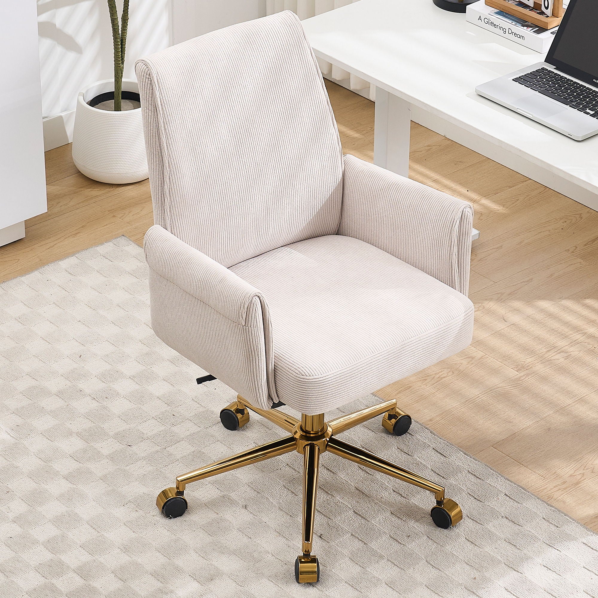 Ergonomic Mid-Back Office Chair With Striped Fabric