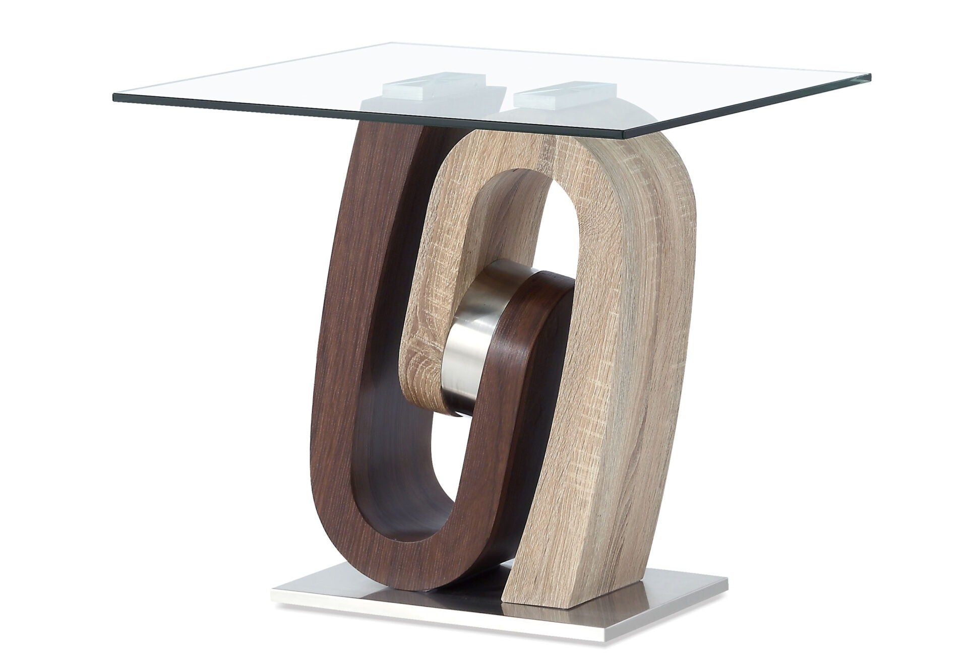 T4126 - End Table Column - Dark Brown / Oak