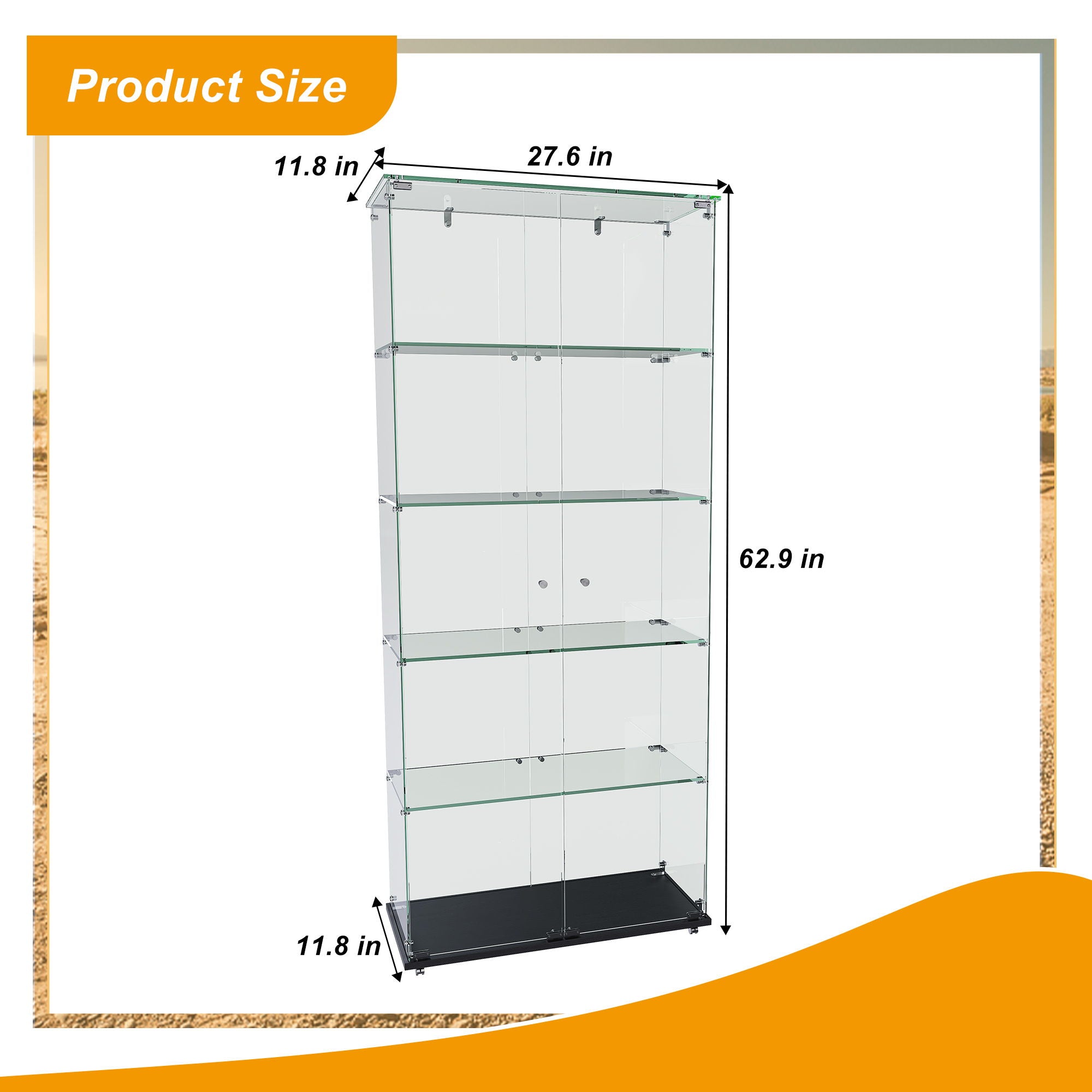 Premium 5 Tier Glass Display Case With 5 Dynamic LED Modes