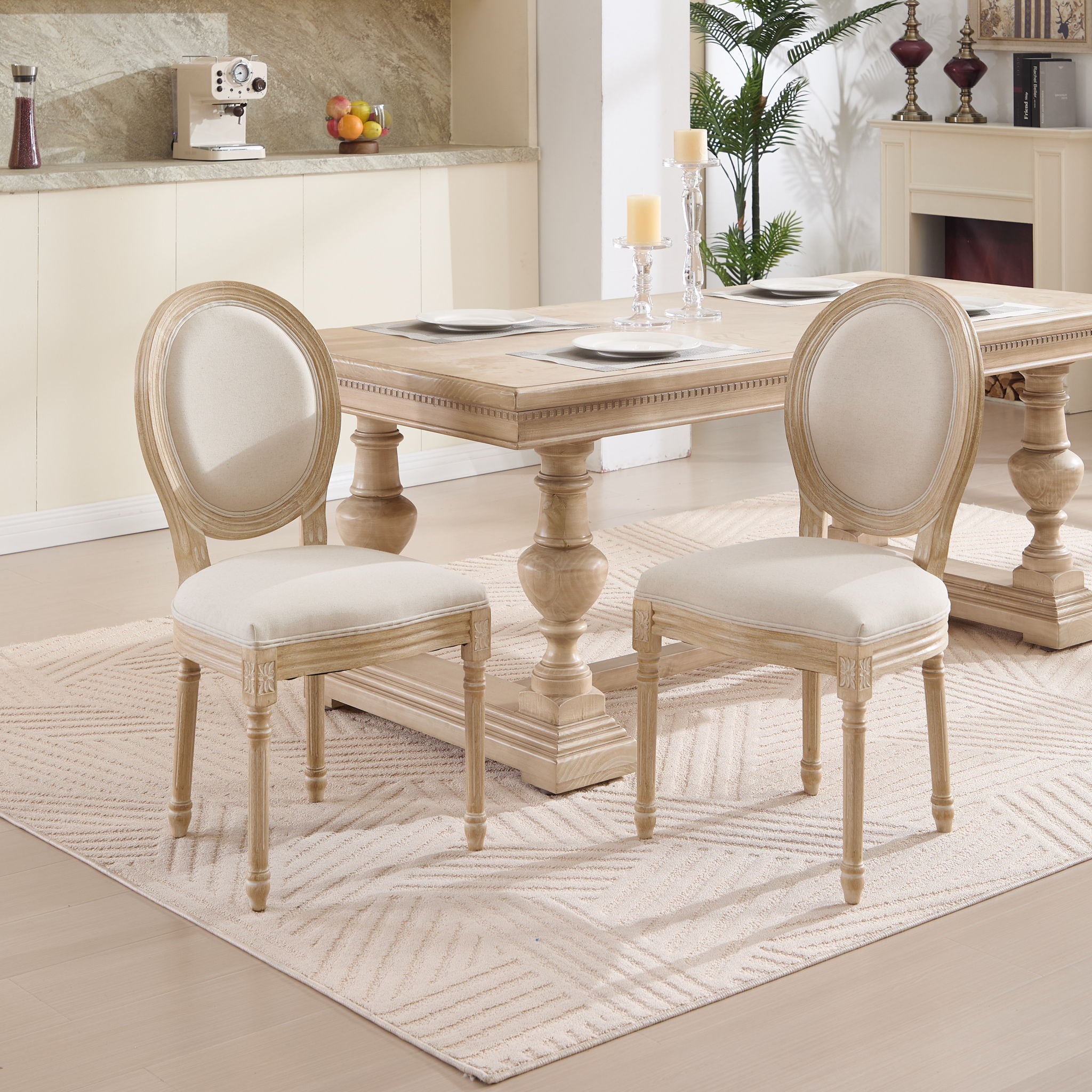 Upholstered With Round Back Dining Chairs (Set of 2)