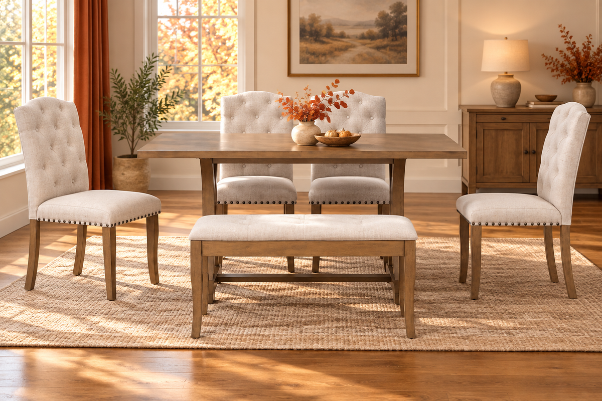 Dining Sets With Benches in a furnished room