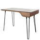 Avery Mid-Century Modern Desk in Walnut Wood, Clear Glass, and Black Metal by LumiSource