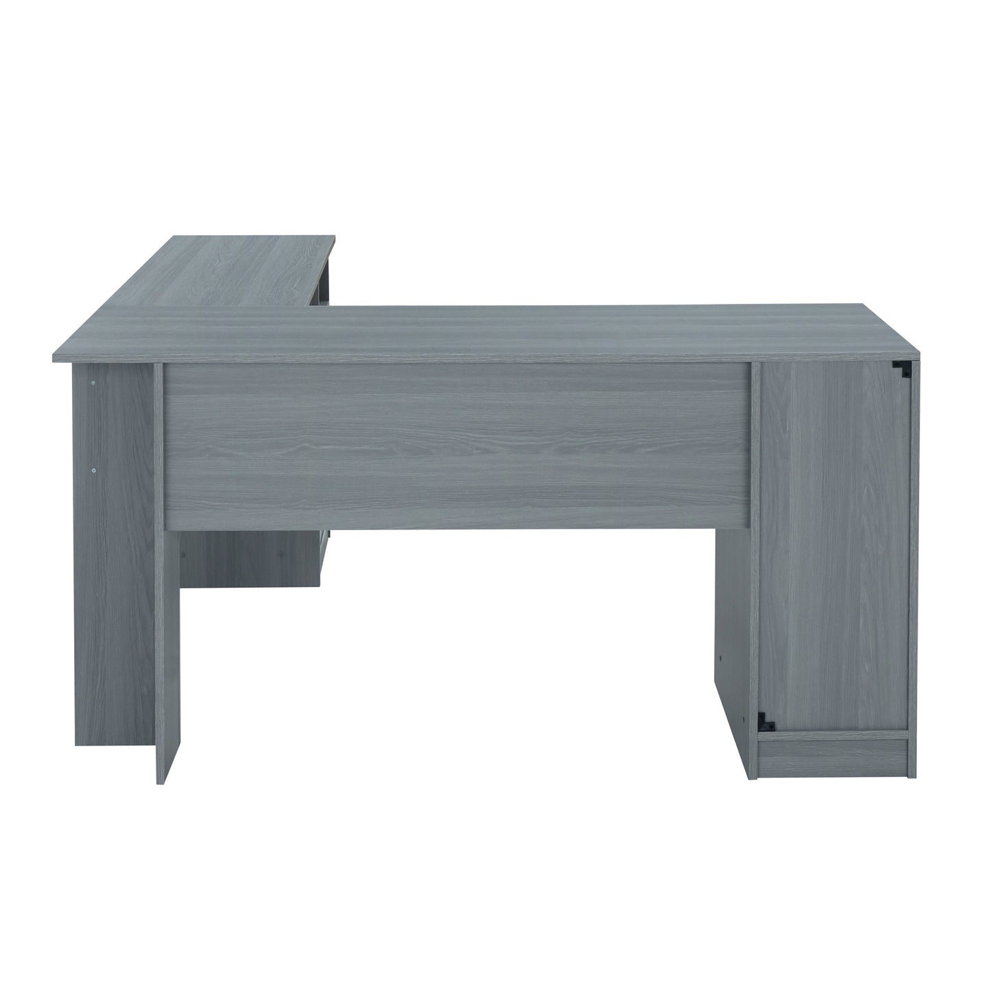 Techni Mobili Functional L-Shape Desk with Storage, Grey