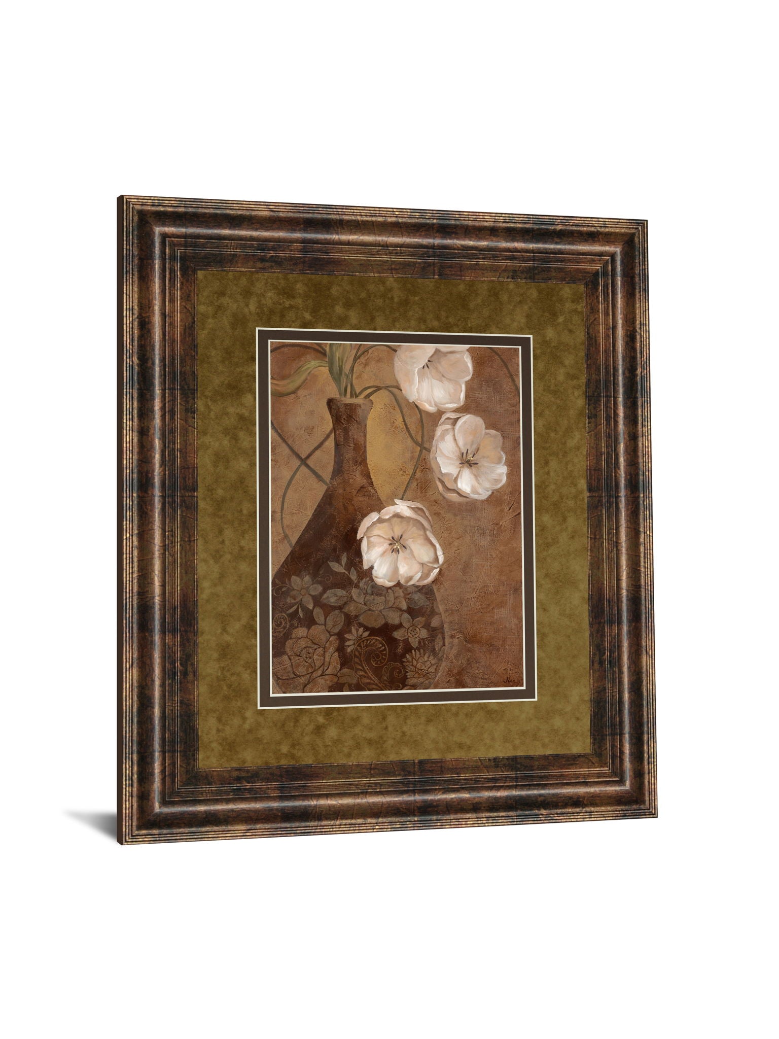 Flores En Umber I By Nan - Framed Print Wall Art - Light Brown