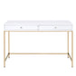 ACME Ottey Vanity Desk  in White High Gloss & Gold Finish AC00899