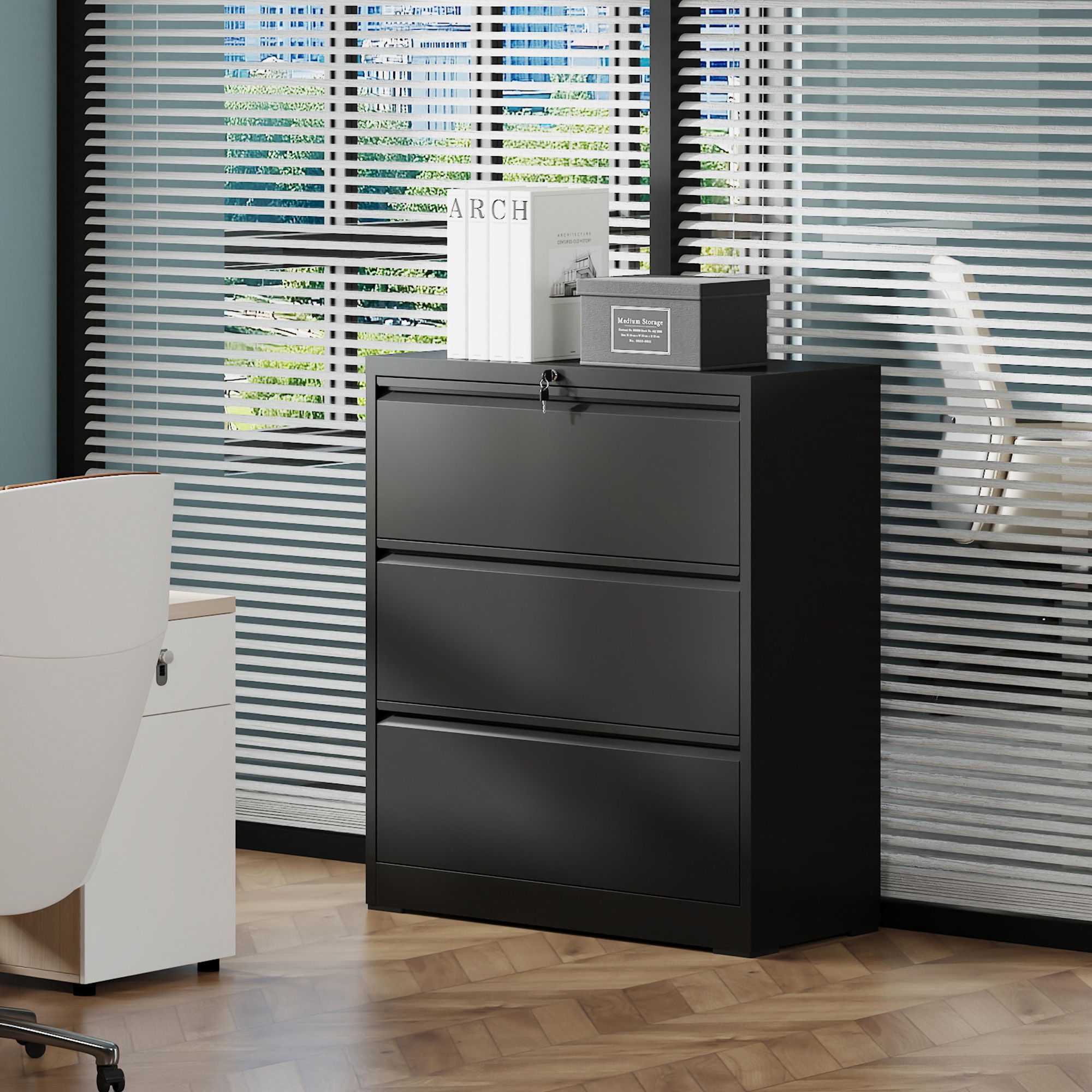 Lateral File Cabinet, Heavy Duty Filing Holds Letter/Legal/A4 Files