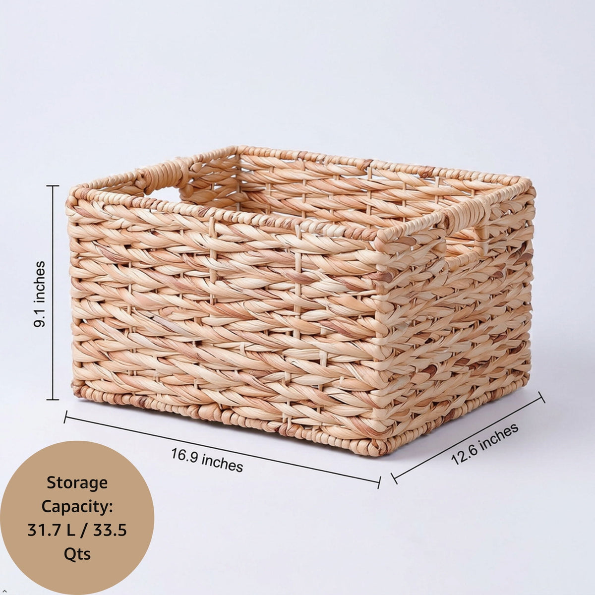 Storage Basket, Handwoven Twisted Weave Basket With Handles Shelf Organizer, Towel Storage, Living Room Storage - Light Brown