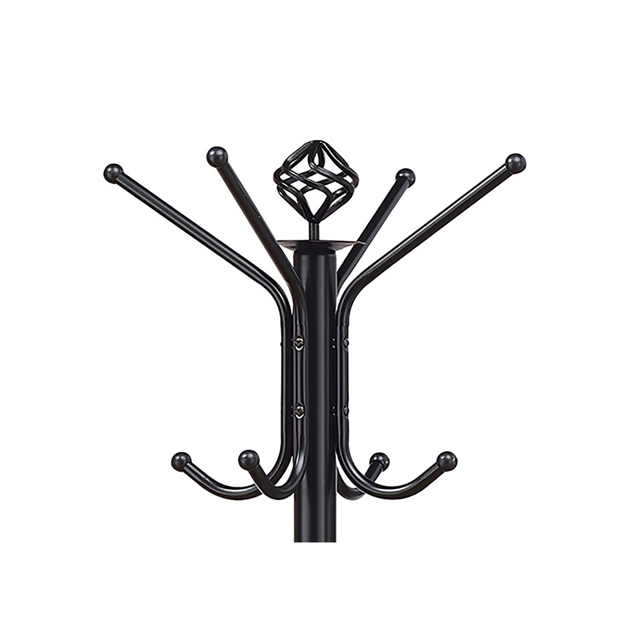Coat Rack With 3 Tier Hooks For Entryway - Black