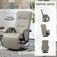 HOMCOM PU Recliner with Footrest, Lounge Chair with 135° Adjustable Backrest, Swivel Wood Base, Padded Seat & Armrests for Living Room, Gray