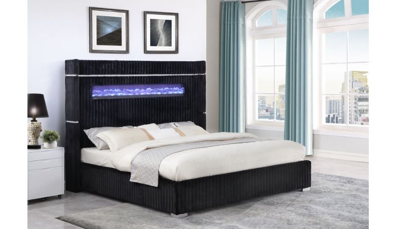 2215 - King Bed Footboard, Side Rails And Slats - Black