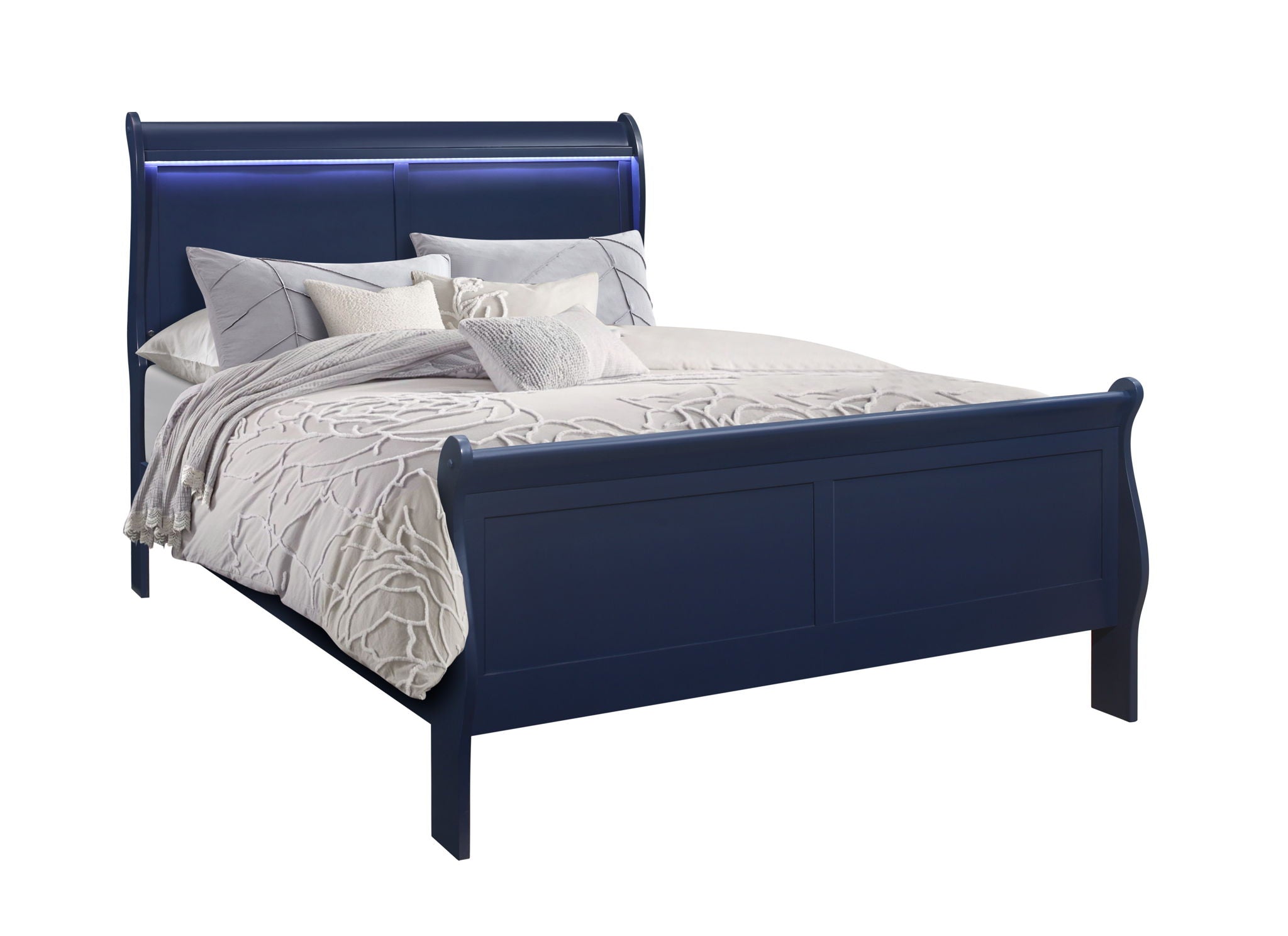Charlie - Full Bed With LED Headboard & Footboard - Blue