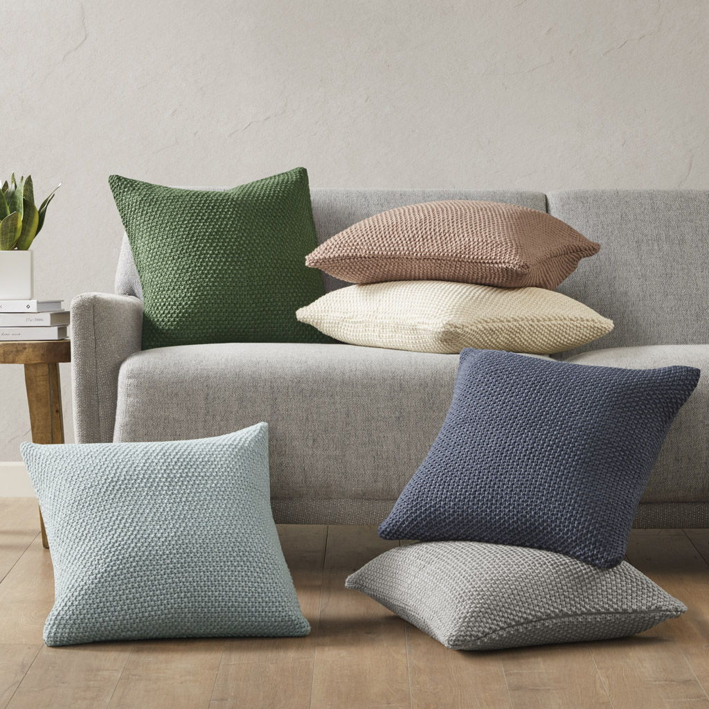 Bree Knit - Square Pillow Cover - Indigo