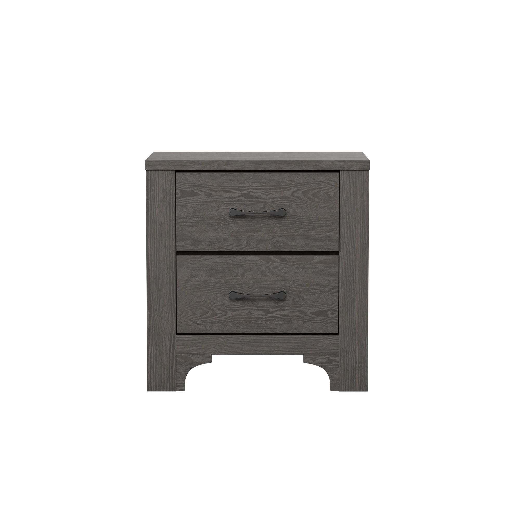 Modern 2 Drawer Nightstand - Brown - Wood