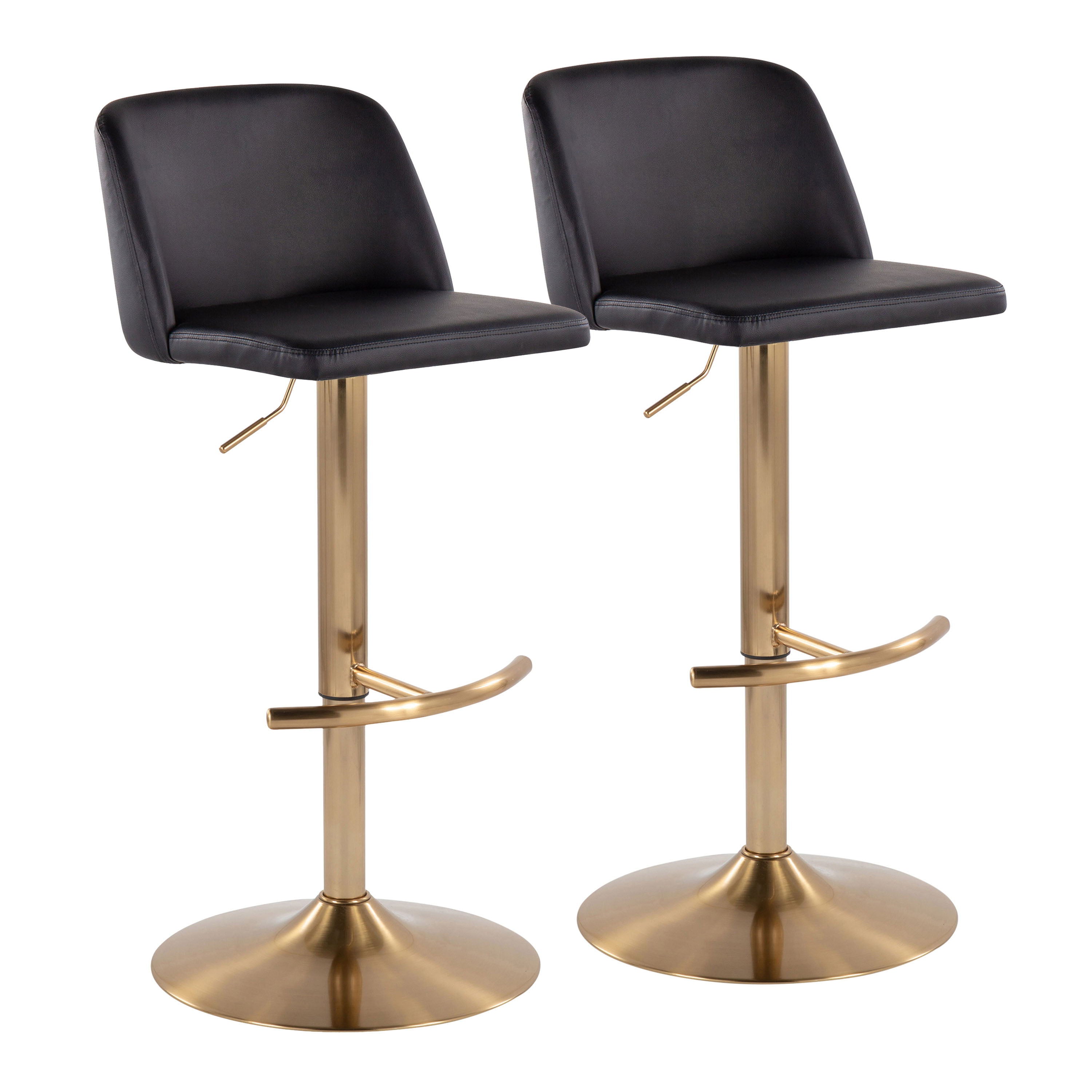 Toriano - Contemporary Adjustable Barstool With Swivel With Rounded T Footrest (Set of 2)